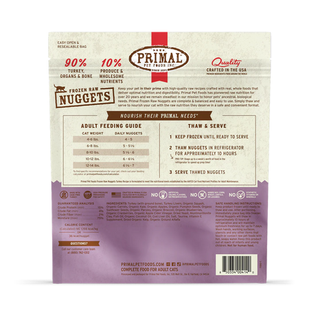Primal Frozen Raw Nuggets Turkey Formula Cat Food