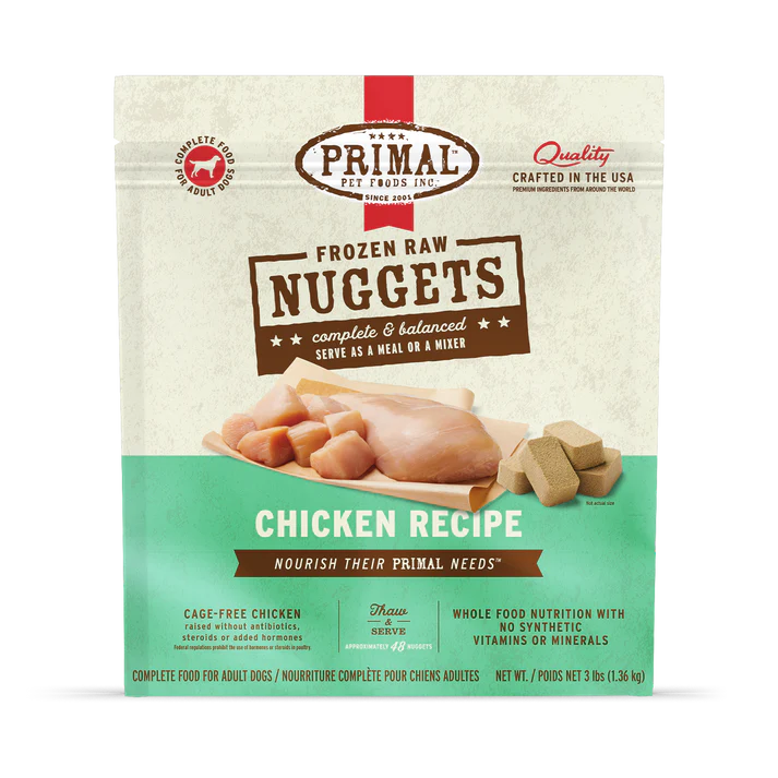 Primal Frozen Raw Nuggets Chicken Formula Dog Food