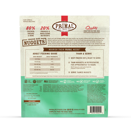 Primal Frozen Raw Nuggets Chicken Formula Dog Food