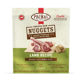 Comida cruda congelada para perros Primal en forma de nuggets con fórmula de cordero