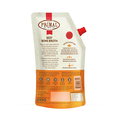 Alimento para perros y gatos Primal Dog & Cat Food Topper Caldo de hueso de res congelado