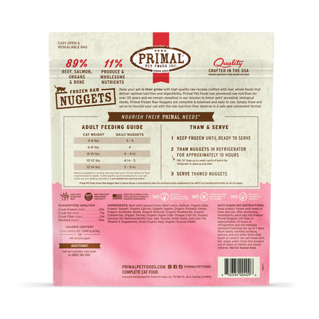 Primal Frozen Raw Nuggets Beef & Salmon Recipe Cat Food
