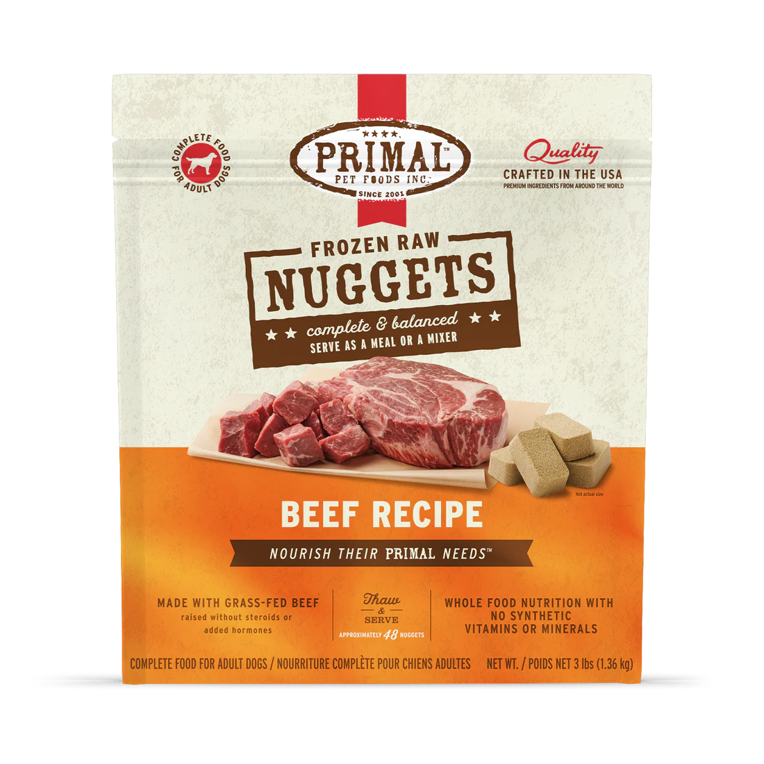 Primal Frozen Raw Nuggets Beef Recipe Dog Food