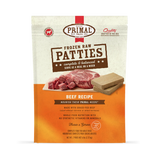 Comida cruda congelada para perros Primal, hamburguesas con fórmula de carne de res