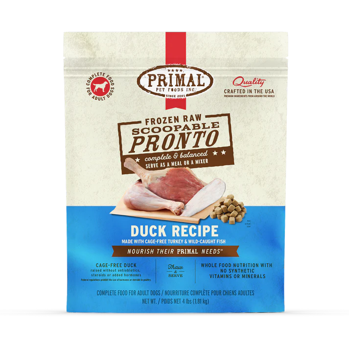 Alimento crudo congelado para perros Primal Pronto Fórmula con pato