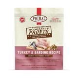 Alimento crudo congelado para perros Primal Pronto, fórmula de pavo y sardinas