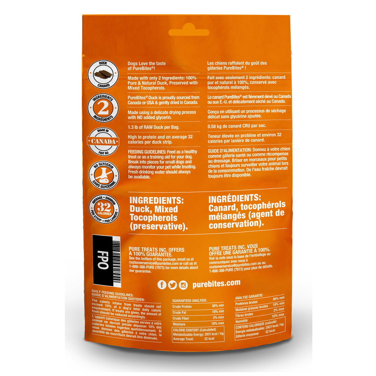 PureBites Dog Duck Jerky 5.5oz