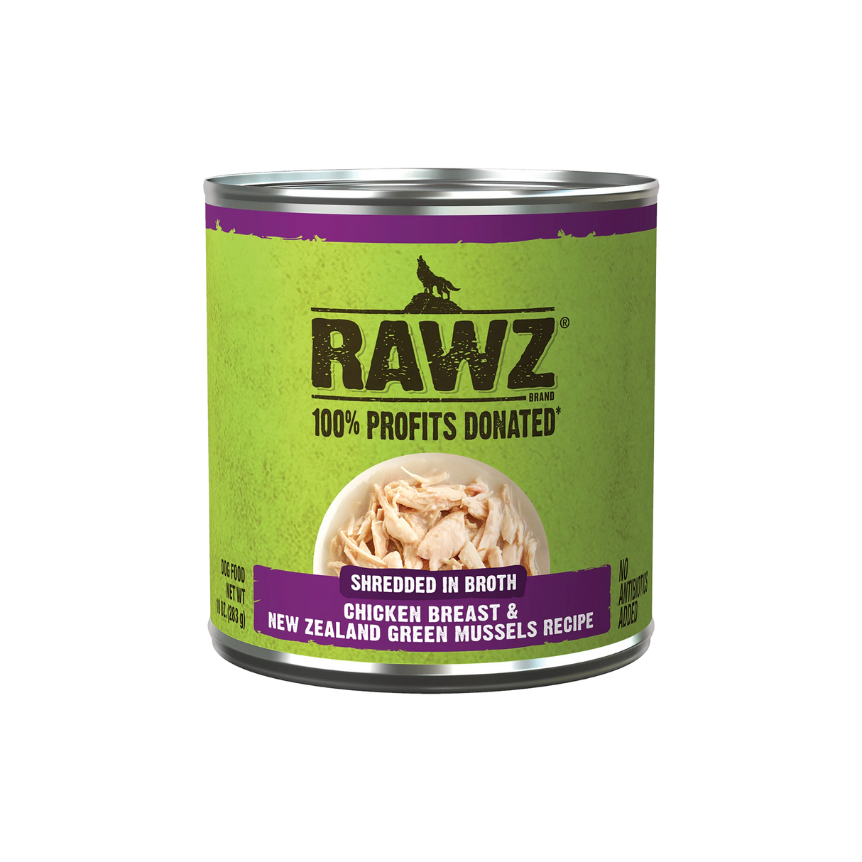 RAWZ Dog Wet Food Chicken Breast & New Zealand Green Muscles Shredded in Broth 12.5oz