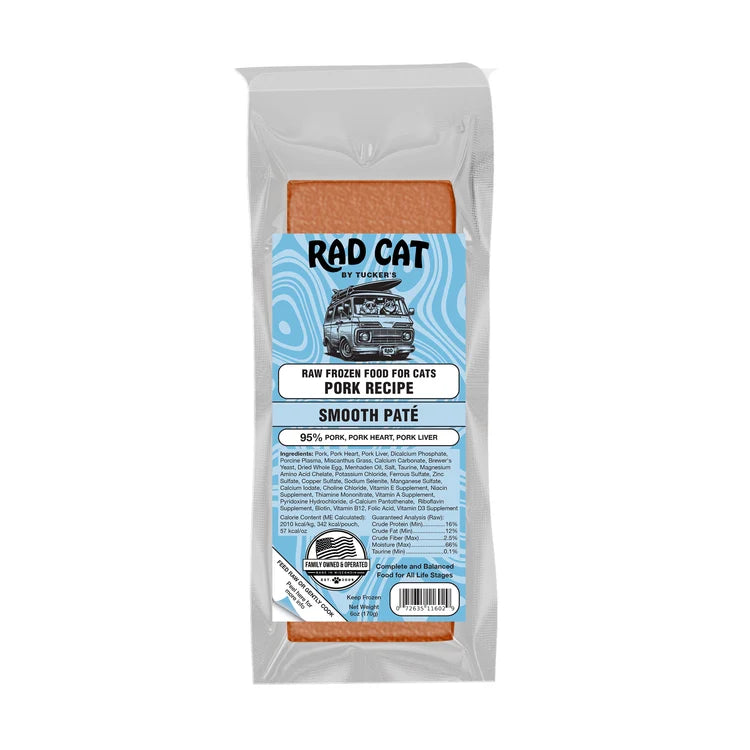 Rad Cat By Tucker's Pork Recipe Smooth Pate Raw Frozen Food for Cats (6oz)