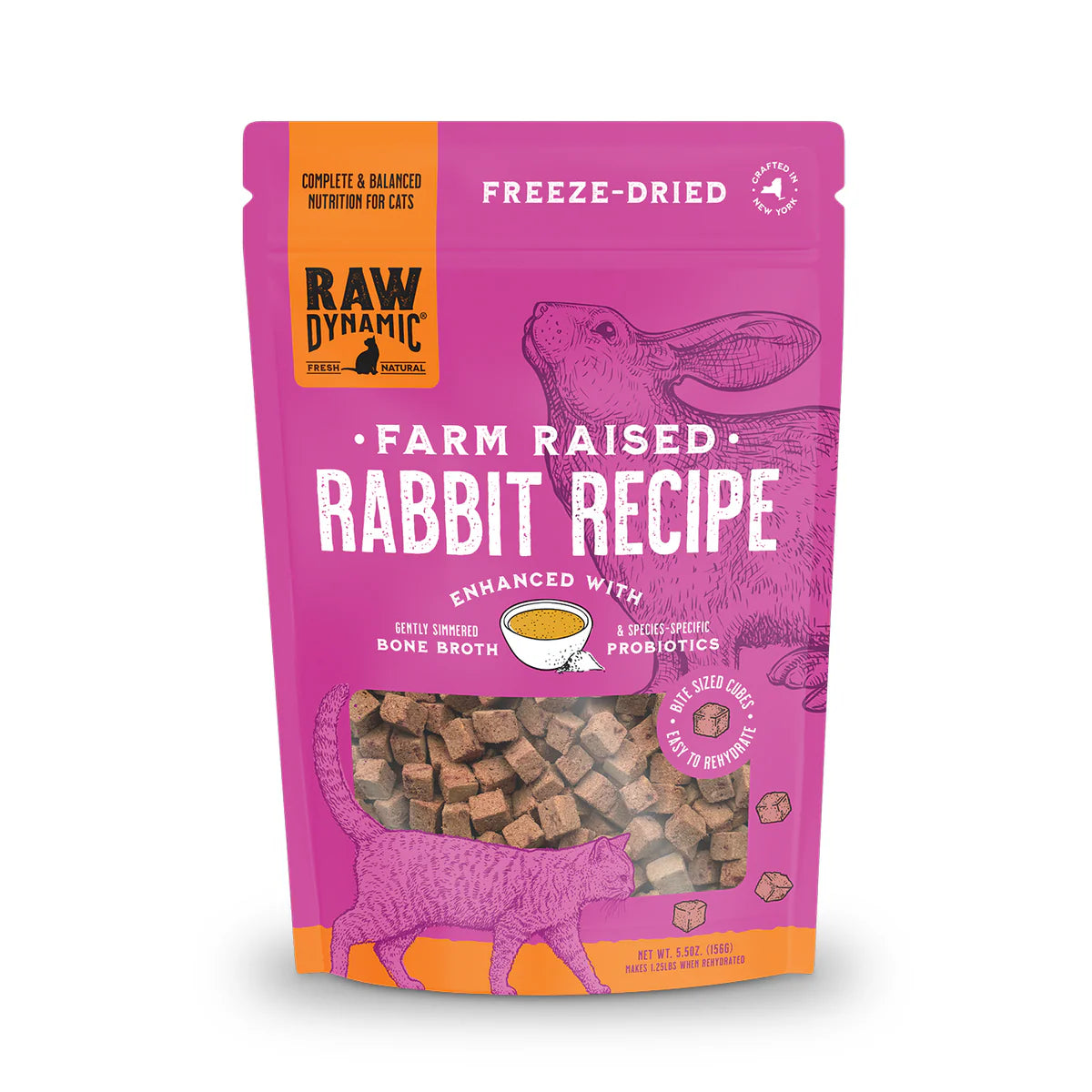 Raw Dynamic Cat Freeze-Dried Farm Raised Rabbit Bone Broth & Probiotics 5.5 oz