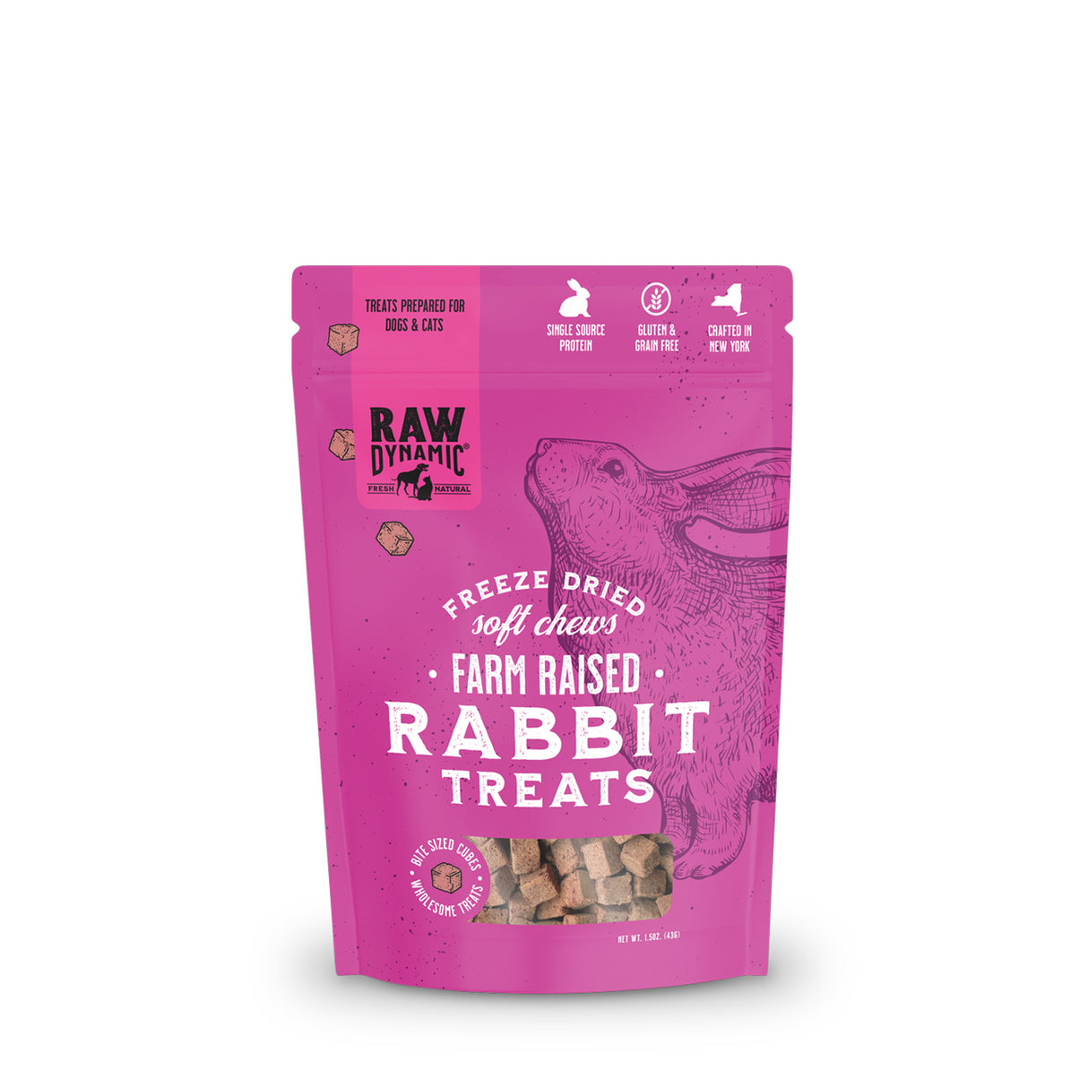 Raw Dynamic Freeze-Dried Rabbit Treats for Dogs & Cats (1.5oz Bag)