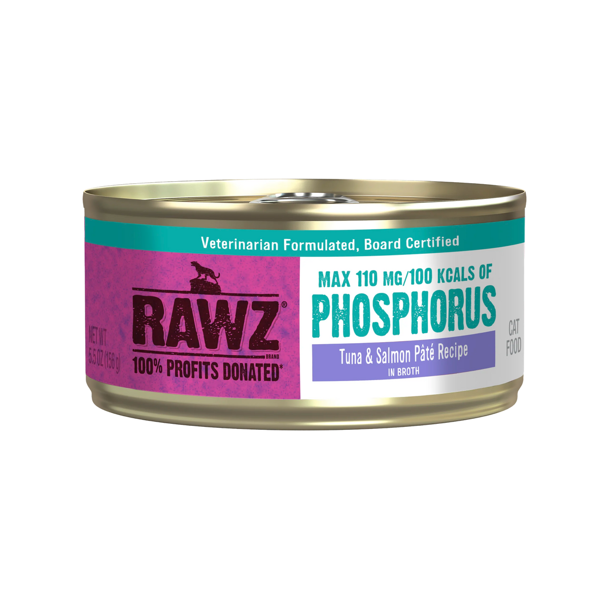 Rawz Low Phosphorus Tuna & Salmon Pate Wet Cat Food (5.5oz can)