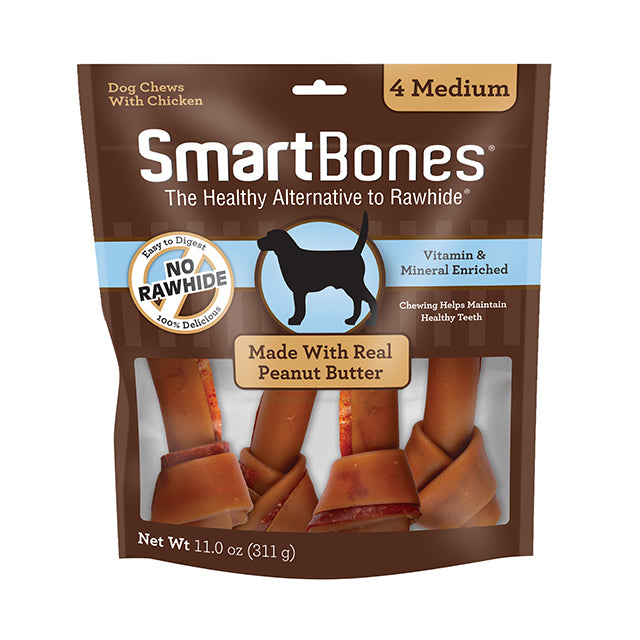 SmartBones Dog Chews Peanut Butter Medium 4 count