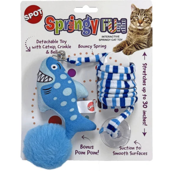 SPOT Springy Fun With Pomp Pom & Catnip Cat Toy - Assorted Styles