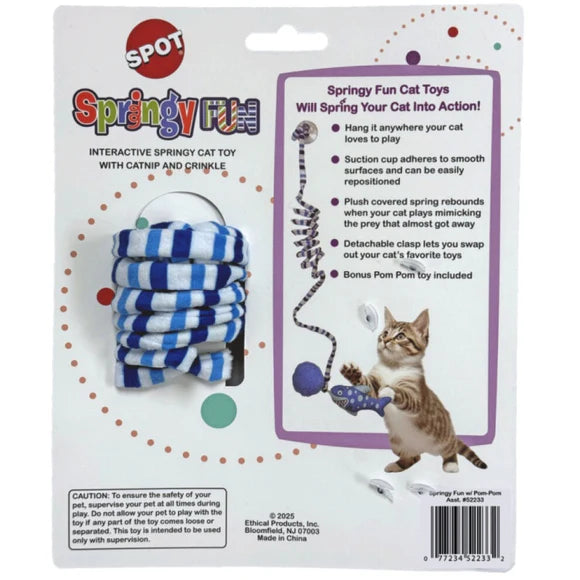 SPOT Springy Fun With Pomp Pom & Catnip Cat Toy - Assorted Styles