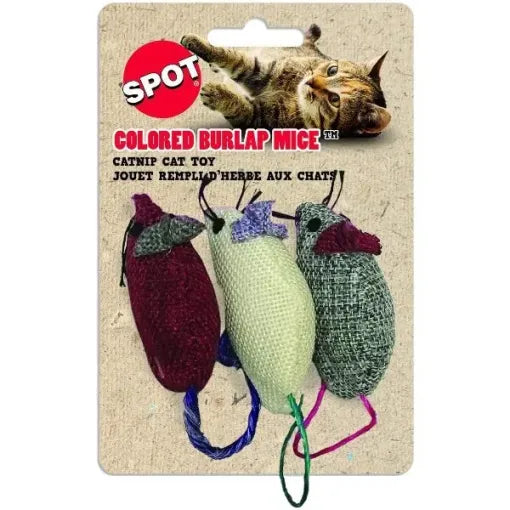 SPOT Colored Burlap Mice Cat Toy (3 Pack)