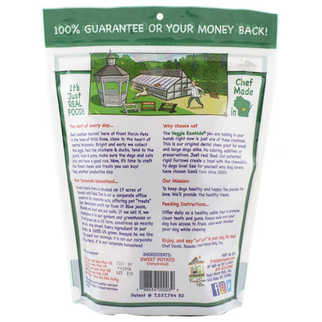Sam's Yams Veggie Rawhide Sweet Potato Dog Treats (14oz)