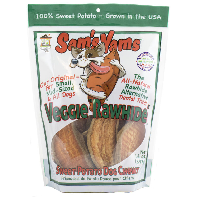 Sam's Yams Veggie Rawhide Sweet Potato Dog Treats (14oz)