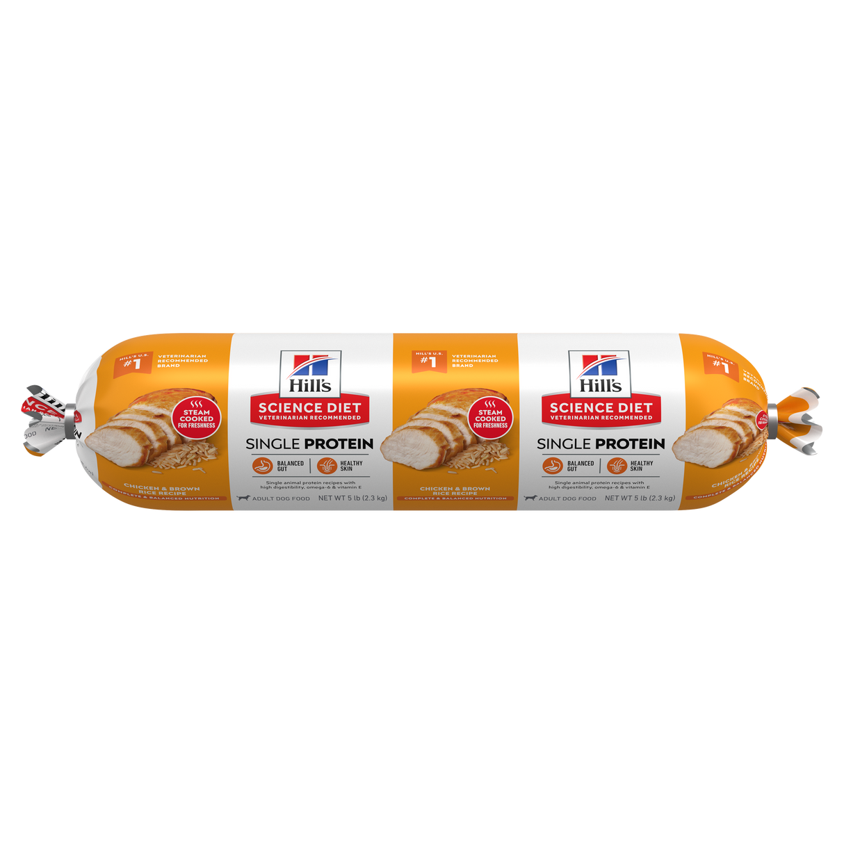 Science Diet Single Protein Chicken & Brown Rice Steamed Cooked Dog Food (1lb roll)