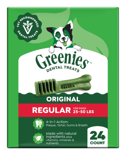 Greenies Dental Treats Original Regular for Dogs (24oz box)