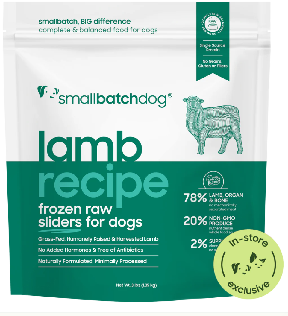SmallBatch Raw Lamb Sliders Frozen Dog Food