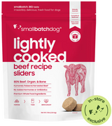 SmallBatch Frozen Dog Food Lightly Cooked Beef Sliders