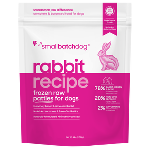 SmallBatch Frozen Raw Rabbit Sliders Dog Food (3lb)