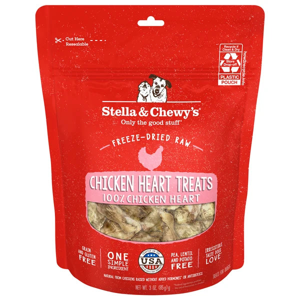 Stells & Chewy's Freeze-Dried Chicken Heart Treats for Dogs (3oz)