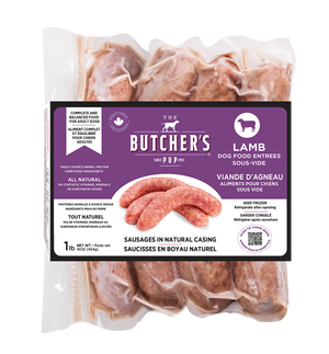 The Butcher's Pup Frozen Cooked Sous-Vide Lamb Sausages Dog Food Entree (1lb - 4pack)