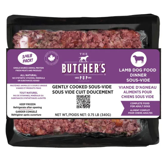 The Butcher's Pup Frozen Gently Cooked Sous-Vide Lamb Dog Food (0.75lb - 1 pack)