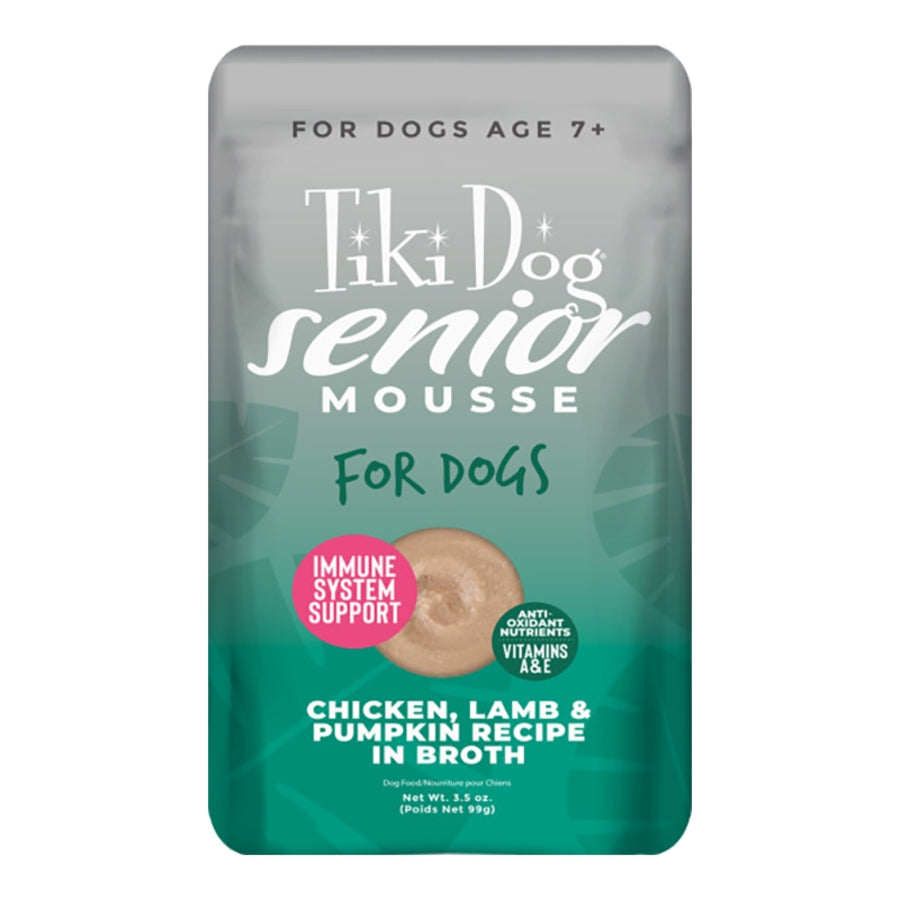 Tiki Dog Senior Mousse Chicken / Lamb & Pumpkin Wet Dog Food Pouch 3.5oz