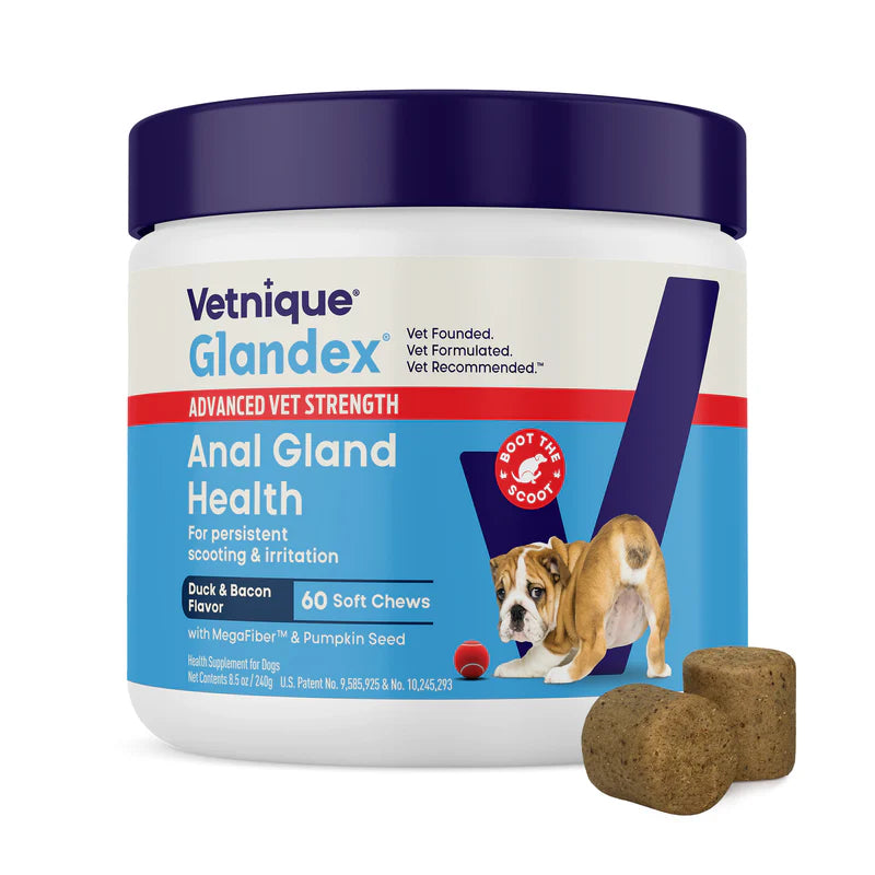 Vetnique Glandex Advanced Vet Strength Anal Gland Health Duck & Bacon Supplement for Dogs (60 Chews)