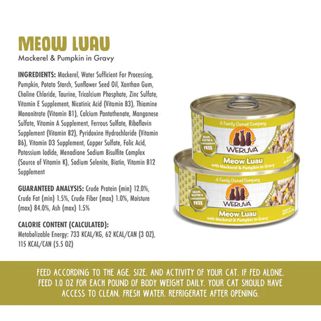 Weruva Cat Wet Food Meow Luau Mackerel & Pumpkin in Gravy 3oz