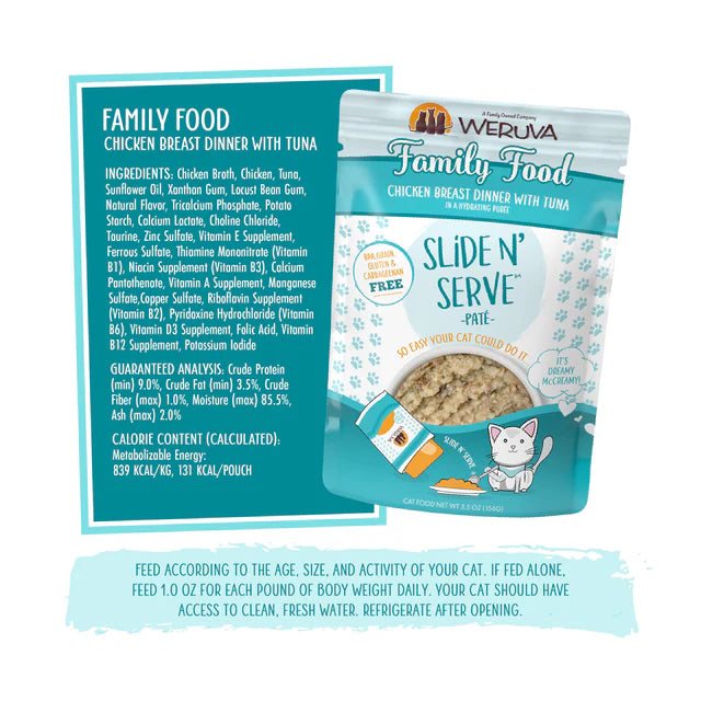 Weruva SnS Family Food Chicken Breast with Tuna Paté in a Hydrating Puree Wet Cat Food (2.8oz Pouch)