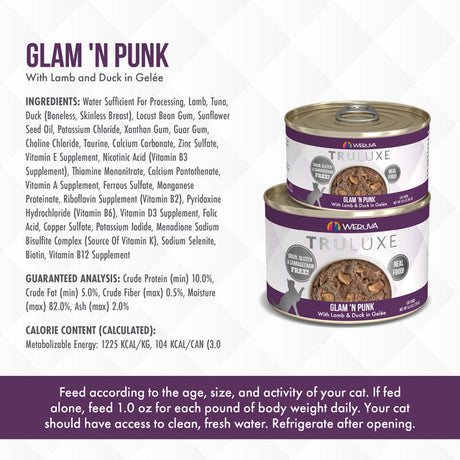 Weruva Cat Wet Food TruLuxe Glam 'N Punk Lamb & Duck in Gelée 3oz