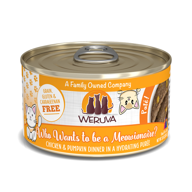 Weruva Cat Wet Food Who Wants To Be A Meowinaire? Chicken & Pumpkin In Hydrating Puree 3oz