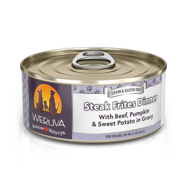 Weruva Dog Wet Food Classic Steak Frites Dinner Beef, Pumpkin & Sweet Potato in Gravy 5.5oz