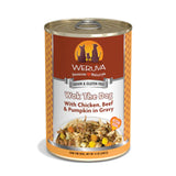 Wok clásico para perros Weruva Dog Pollo, ternera y calabaza en salsa, 14 oz