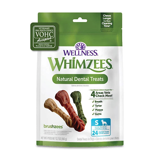 Whimzees Dog Natural Dental Treats Brushzees 24pk S