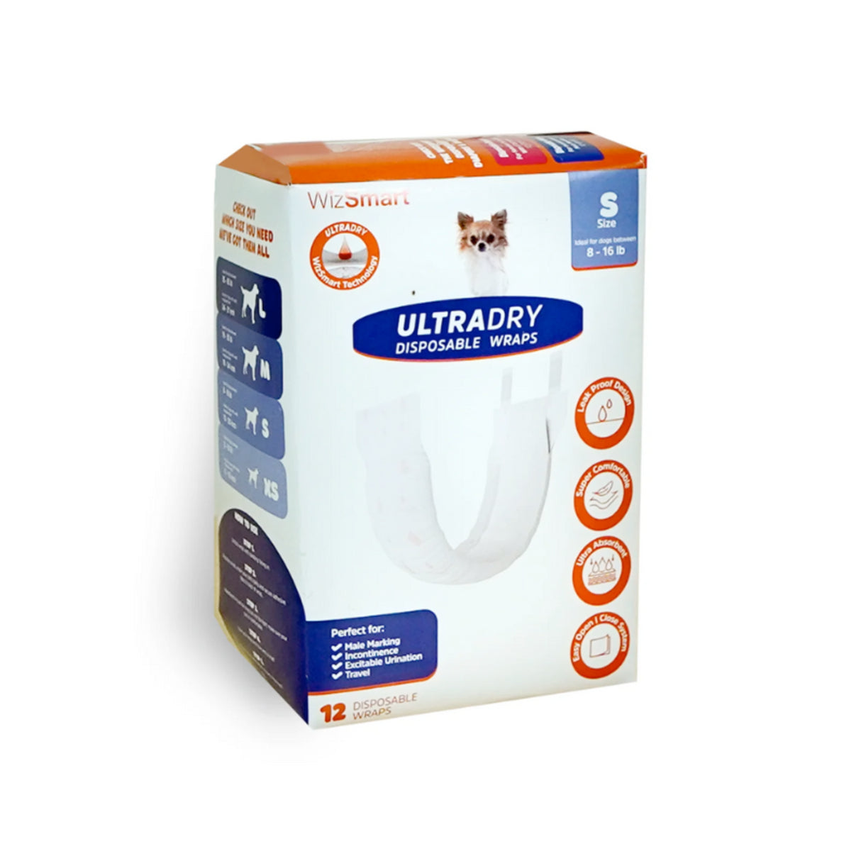 Wizsmart ultradry mâle wraps s 12ct