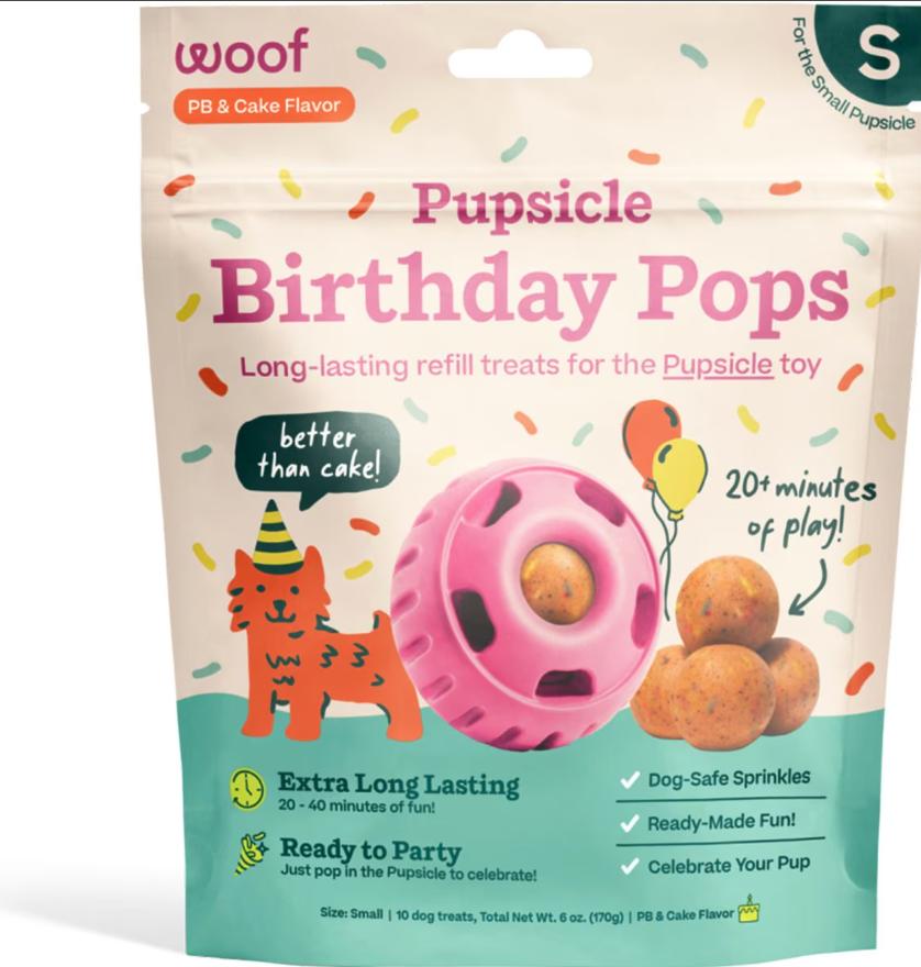 Woof Birthday Pops Dog Treats (Small - 10 pack, 8oz)