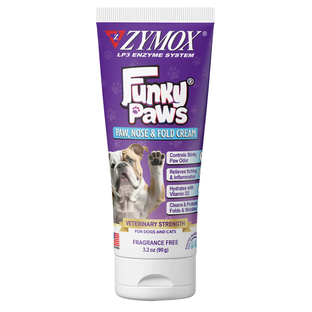 Zymox Funky Paws Nose & Fold Cream for Dog & Cats (3.2oz tube)