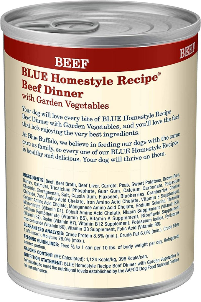 Blue Homestyle Recipe Beef Dinner with Garden Vegetables For Dogs