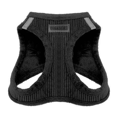 Voyager Dog Harnesses Step-In Plush Corduroy Black Small - Premium Dog Harness