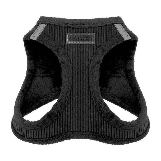 Voyager Dog Harnesses Step-In Plush Corduroy Black Small - Premium Dog Harness