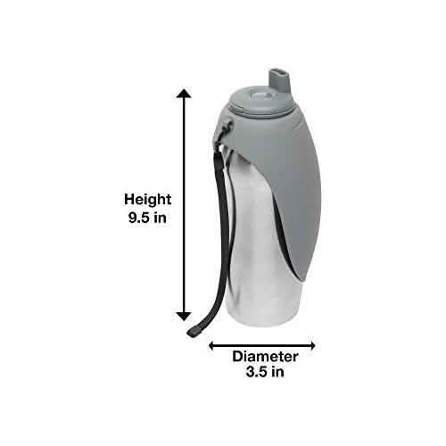 Messy Mutts Stainless Steel 24oz Grey Travel Water Bottle for Dogs