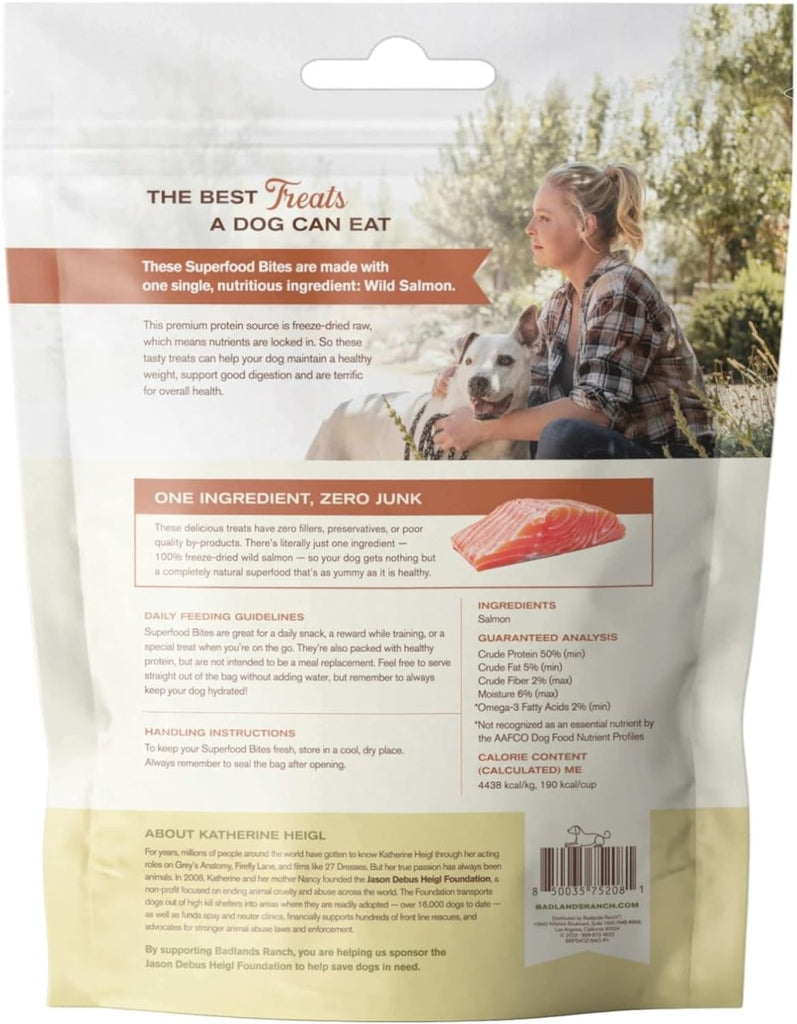 Badlands Ranch Dog Treat Superfood Bites 100% Freeze Dried Salmon Treats