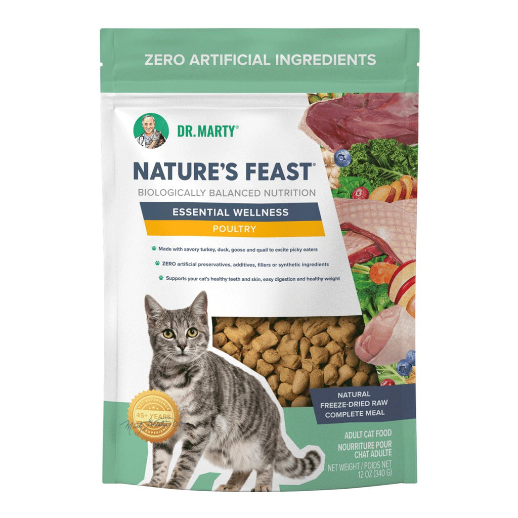 Dr Marty Freeze-Dried Cat Food Nature's Feast Essential Wellness Poultry