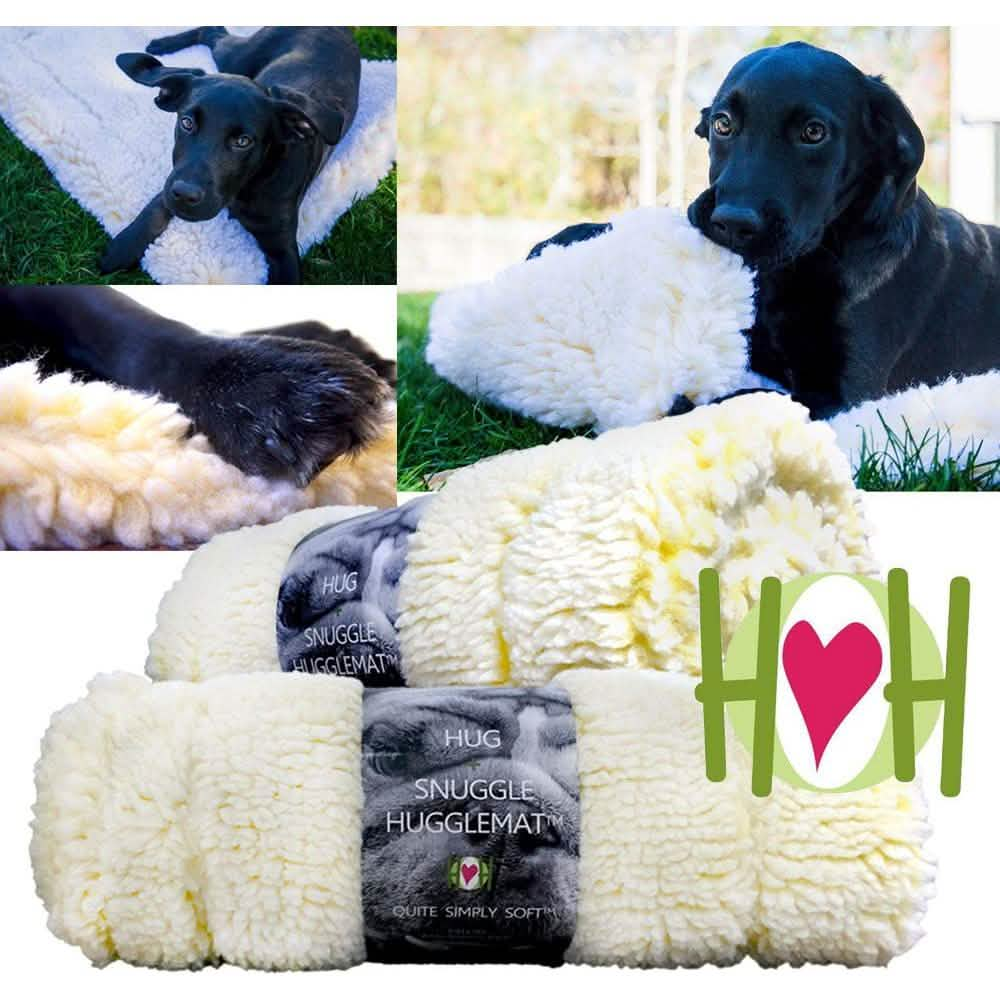 HuggleHounds Medium Size Fleece Mat for Dogs, 23 X 36, Cream Color