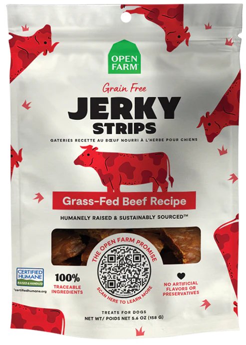 Open Farm Dog Treat Jerky Strips Grass-Fed Beef Recipe